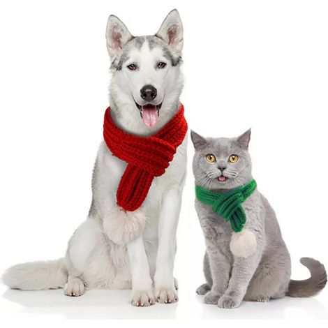 Filiyano-Lot de 2 écharpes de Noël pour chien et chat, déguisement pour animaux (taille S) (1/5)