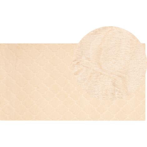 Alfombra beige 80 x 150 cm poliéster piel sintética conejo reja pelo largo Gharo (1/5)
