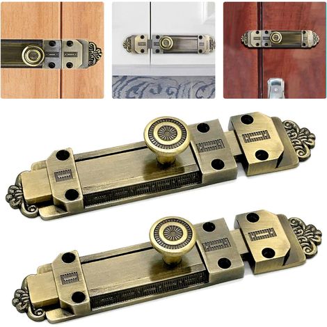 Lot de 2 verrous de porte double face - Verrou de porte - Verrou à ressort - Verrou blindé - Verrou coulissant intérieur pour porte de jardin - En acier inoxydable (1/5)