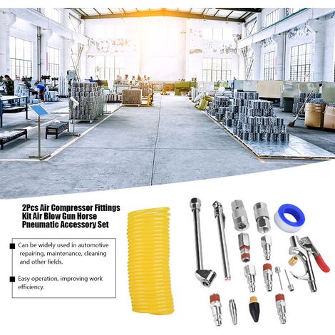 Kit 20 pièces accessoires pneumatiques pour compresseur d'air avec pistolet soufflant et raccords rapides (1/5)