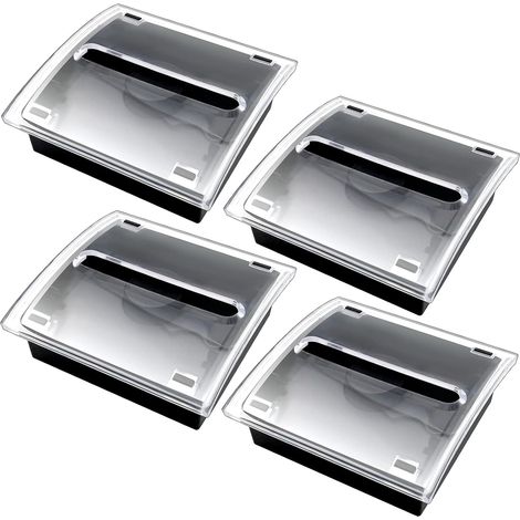 4 dispenser di post-it retrattili, base nera, coperchio trasparente, 7,6 x 7,6 cm, scuola, ufficio, casa, negozio (4) (1/5)