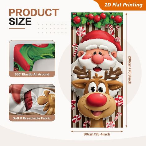 Arrière-plan de porte/panneau décoratif 90x210cm polyester élastique motifs Noël (1/2)