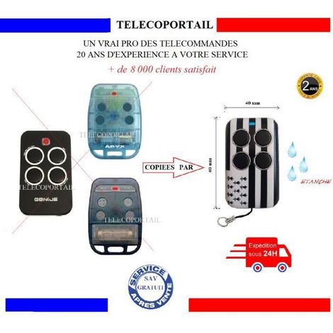 ADYX GENIUS BRAVO - TELECOMMANDE COPIEUSE MULTIFREQUENCE COULEUR BRETONNE ADYX GENIUS BRAVO TE4433H BLEUE, NOIRE - BIP PORTAIL (1/2)