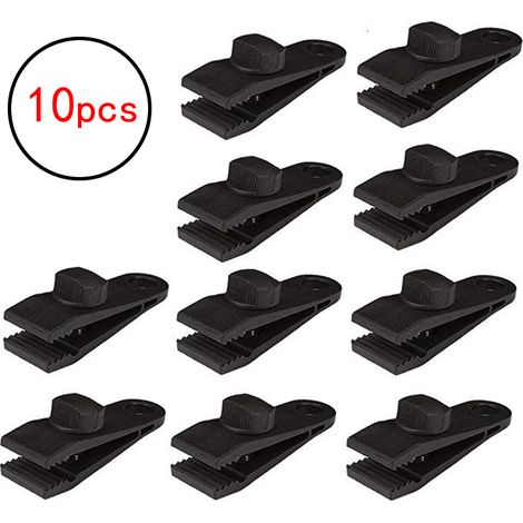 Lot de 10 clips de bâche durables design requin, noirs, pour bâche, camping, tente et piscine, attaches résistantes (1/5)