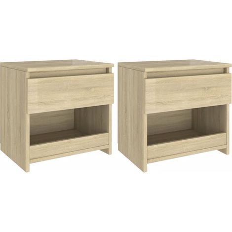 Set 2 comodini con cassetto e vano a giorno 40 x 30 x 39 cm in truciolare color rovere DEC035228