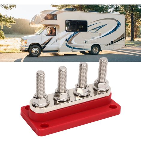 DC12V-48V 300A Sammelschiene für Wohnmobile/Boote, Hochstrom-M10-Anschlussklemmen, 4-poliger Verteilerblock, rot (1/5)