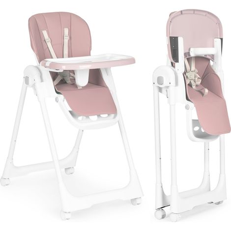 Trona silla de alimentación regulable en altura correas de ecopiel doble bandeja rosa ECOTOYS