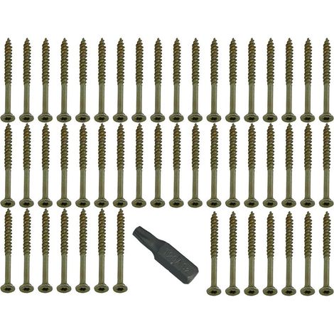 Lot de 48 vis à bois à tête Torx Fast CSK 5 x 60 mm + embout gratuit