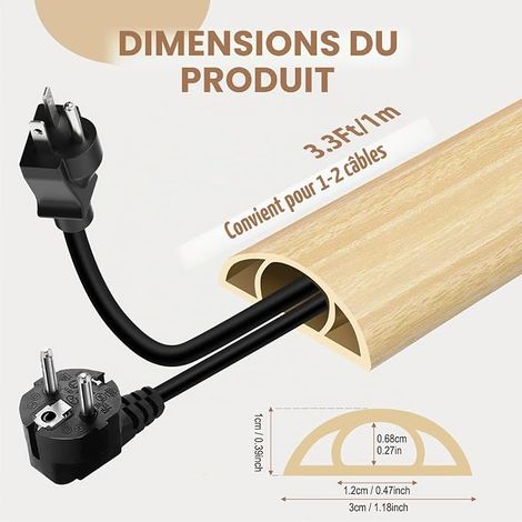 Cable Duct 1 m for Floor and Wall, Cable Cover and Floor Cable Duct for Wall TV Wire Covering for Home, Office, Warehouse (1/4)