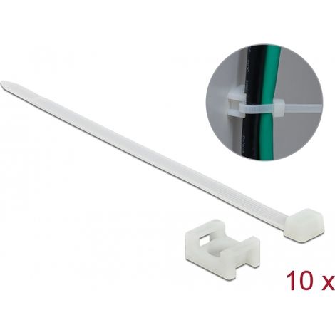 Delock Montaje de fijaciÃ³n de tornillo 23 x 16 mm con sujetacables LA 150 x AN 7,2 mm blanco