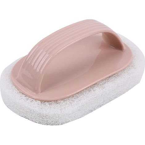 Brosse à récurer en Fiber PP, tampon de nettoyage en profondeur avec poignée pour carrelage de douche, baignoire, évier, coin de marche de piscine rose (1/5)