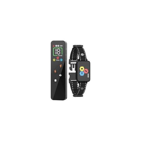 Collier de dressage pour chien, collier anti-aboiements avec télécommande d'une portée de 975 m (3200 pieds), 4 modes de dressage, 18 niveaux de sensibilité réglables et rechargeable (noir) (1/5)