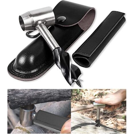 BUNTHAUS Cle A Vis Manuelle , Foret à Bois Manuel à Bois vis à Main Outils Bushcraft Foret à Main Polyvalente,Tarière Manuelle équipement de Survie(Noir), noire, 26,2 cm (1/5)
