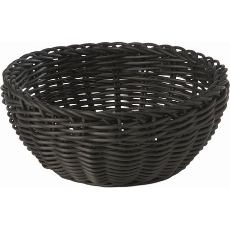 APS Basket, rotondo "Profiline", cestino nero, cestino in vimini, cestino in polipropilene, diametro Ø 20 cm, altezza 8 cm