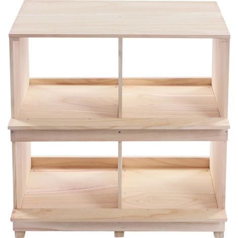 Nido per galline ovaiole, design a 4 scomparti, struttura in legno, colore legno (1/2)