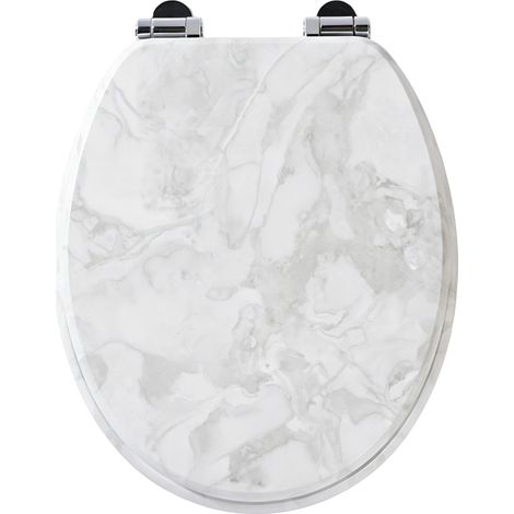 Homseat MDF Toilet Seat with Soft Close function, Grayish-white marble (1/5)