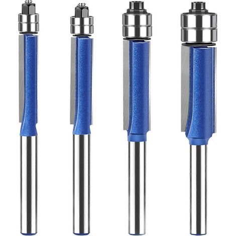 4-teiliges Bündigfräser-Set, 6 mm Schaft, Doppellager, Oberfräse, professionelles Holzbearbeitungswerkzeug