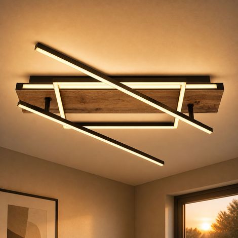 Wohnzimmerlampe Deckenleuchte Deckenlampe LED Holzoptik Dreh-Schwenkbar L 120 cm