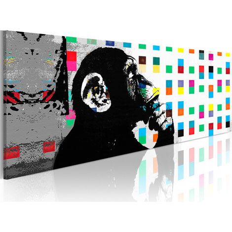 Tableau Imprimé "Banksy - the Thinker Monkey" 45 x 135 cm (1/2)