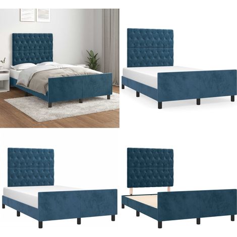 Bettgestell ohne Matratze Dunkelblau 120x200 cm Samt - Samtsofa - Bettestel - Doppelbett - Boxspringbetten - Lattenrost - Home & Living (1/5)