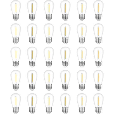 30er-Pack Glühbirnen für Lichterketten im Außenbereich, wasserdichte S14-Ersatzbirnen, E26-Sockel, warmweiß (1/5)