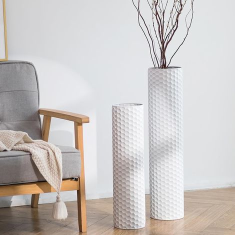 Métal Grand Vase a Poser au Sol: Blanc Vase de Sol Decoratif 2pcs (1/5)