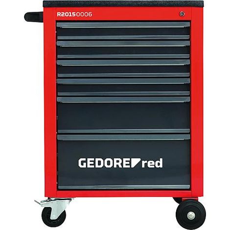 Gedore – Servante d'atelier roulante 6 tiroirs – Construction en tôle d'acier – Charge max 25 kg par tiroir – Plan de travail en plastique ABS (1/9)