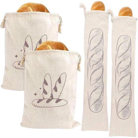 sacs à pain en lin, pour conserver le pain frais, idéal pour le rangement du pain, les fruits et les légumes. Ces sacs réutilisables sont parfaits pour conserver le pain, les fruits et les légumes.
