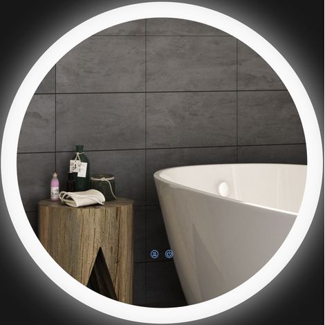 CHICFURN Specchio bagno LED Ø70 cm in vetro bianco, touch, antiappannamento, IP44 (1/5)