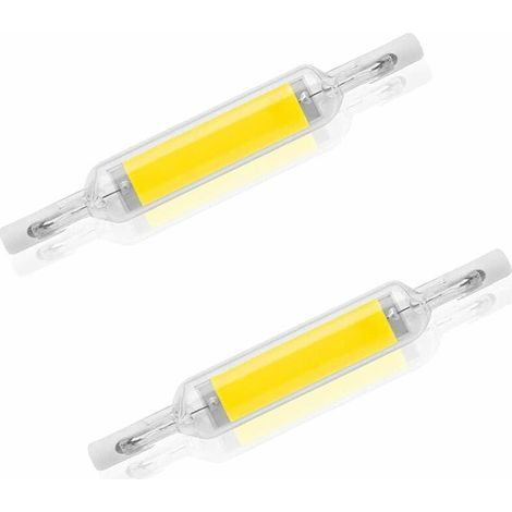 royaluxe - Lot de 2 ampoules LED R7S 10 W 78 mm à intensité variable blanc froid 6000-6500 K 100 W halogène J78 de remplacement, tube de base R7S à double extrémité, angle de faisceau 360, économie d' (1/5)