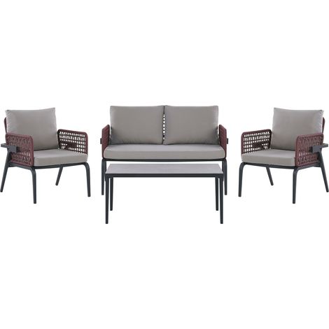 Lounge Set mit Tisch 4-Sitzer SCIACCA Metall Grau