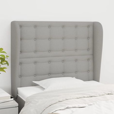 Tête de lit avec oreilles Armoire de tête de lit Gris clair 103x23x118/128 cm Tissu 14549 (1/5)