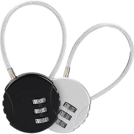 Cadenas Code 3 Chiffres 2 Pièces Cadenas Valise Avion Petit Cadenas Code Cadenas Code Casier College Cadenas Couleur(Noir + Argent) (1/4)