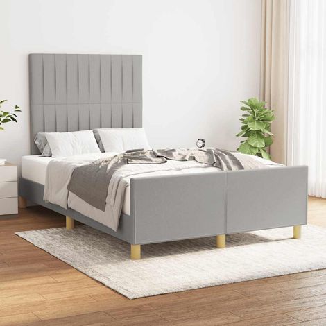 Cadre de lit 120 x 190 cm avec tête de lit réglable en tissu gris clair, sans matelas - PANGIVO (1/5)