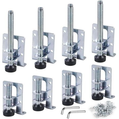 Lot de 8 pieds de meubles réglables, charge lourde, pieds réglables en hauteur et de nivellement, 48 petites vis pour tables, étagères, armoires, établi (1/5)