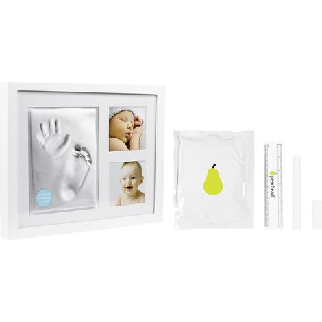 Babyabdruck Fotorahmen "Baby" für 2 Fotos und Hand- und Fußabdruck