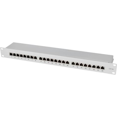 LogiLink NP0060 24 ports Panneau de brassage 483 mm (19") CAT 6a 1 UH gris Y258342 (1/5)