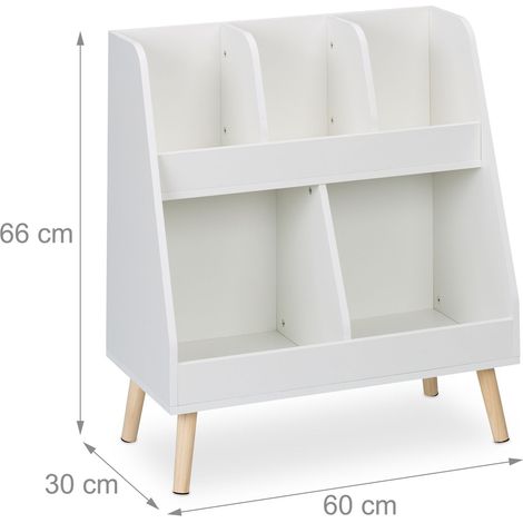 Libreria moderna per cameretta bambini 90 x 30 x 90 cm spazio di archiviazione facilmente accessibile in legno bianco 130016879