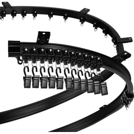 Rail de Rideau Incurvé de Plafond Support Pliable pour Tringle à Rideaux Lit Superposé Fenêtre en Baie Séparateur de Pièce Droit Flexible (Noir, 8 m/ 26 ft) (1/5)