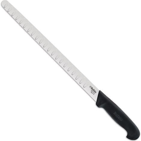 Coltello per Salmone Lama Alveolata 30 cm Bufalo S110/30 Manico Nero (1/2)