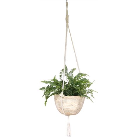 Paniers suspendus naturels en jonc de mer, support de plantation de fleurs à double couche, décoration de jardin (1/5)