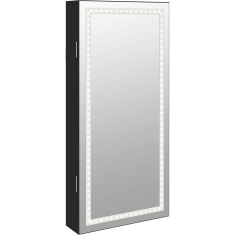 Mobile portagioielli portaoggetti organizer camera da letto guardaroba bagno con specchio e illuminazione LED nera a parete 020022824