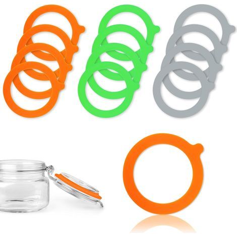 CCYKXA  Pack of 12 Jar Seals, Rubber Jar Seals, Replacement Jar Washers for Clip-on Jars - 70 x 95 mm (White/Orange/Grey)