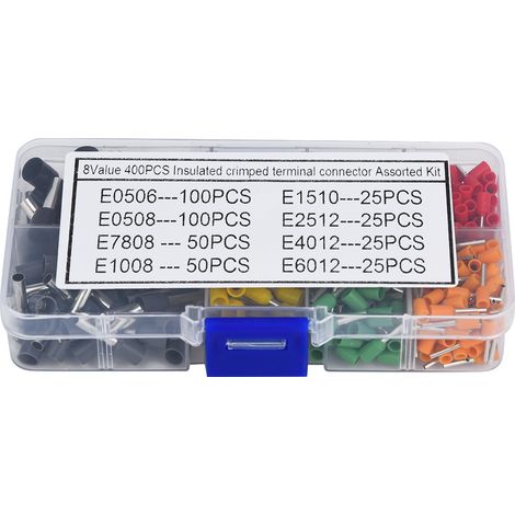 Lot de 400 embouts de câblage en cuivre étamé avec isolateur PVC, kit de cosse à piquer (1/4)