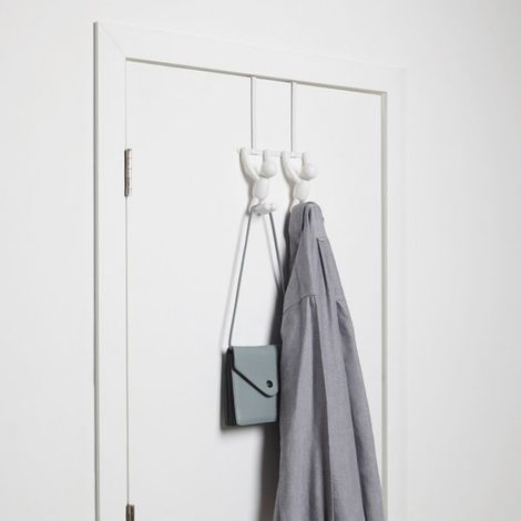 Umbra 1004260-660 Buddy Door Appendiabiti con doppi ganci, plastica, bianco, 21,6 x 30,5 x 10,8 cm (1/5)