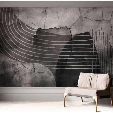 Papier peint adhésif décoratif pour salon chambre et cuisine Facile à poser avec colle Lignes abstraites 312x219 cm (1/5)
