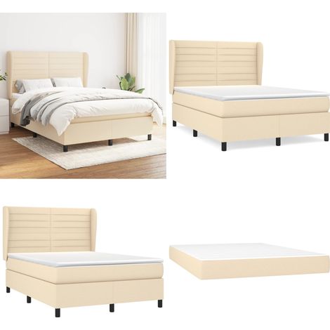 Boxspringbett mit Matratze Creme 140x200 cm Stoff - Boxspringbett - Doppelbett - Cremefarbenes Bett - Bettenrahmen - Lattenrost - Home & Living (1/5)