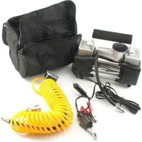 150Psi 10Bar Compresseur d'Air 12V Double Cylindre Portable Tuyau Spiralé 5 mètres Manomètre Gonfleur Pneus Pour Voiture Vélo Moto