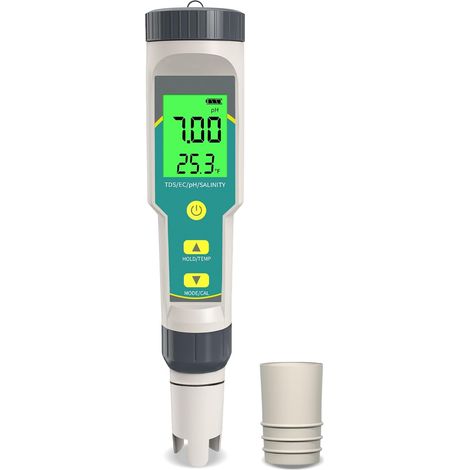 pH and TDS Meter, 5-in-1 Digital pH Tester for Water, pH/TDS/EC/Salinity/Temp, PPM Meter Water Tester for Household Drinking, Pool and Aquarium, with ATC, 0.01 Resolution (1/5)