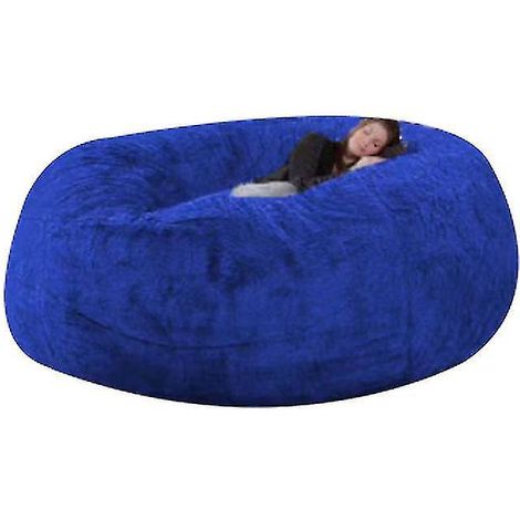 Pouf Lazy Sofa en fausse fourrure - 135 cm x 65 cm - bleu roi